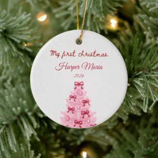 Erstes Weihnachtsbaumanhänger für Baby Mädchen mit Keramik Ornament