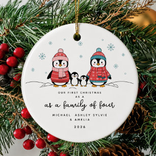 Erstes Weihnachtsbaumanhänger für die Pinguinfamil Keramik Ornament