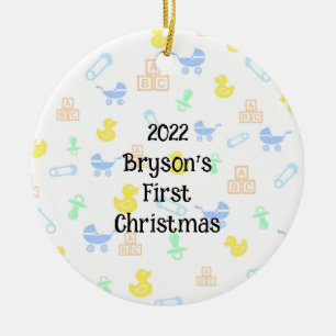 Erstes Weihnachtsbaumschmuck für Baby Jungen Keramik Ornament