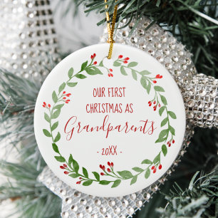 Erstes Weihnachtsfest der Großeltern Baby-Foto im  Keramik Ornament