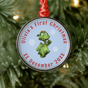 Erstes Weihnachtsfest des Babys - Drache mit indiv Ornament Aus Metall