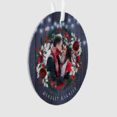 Erstes Weihnachtsfest - Foto mit rustikalem Blumen Ornament (Vorderseite)