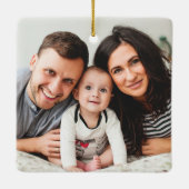 Erstes Weihnachtsfest Hirsche Familiengrün FOTO zu Keramikornament (Rückseite)