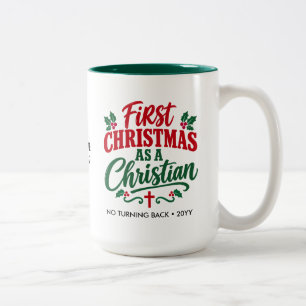 ERSTES WEIHNACHTSFEST Neuer christlicher Gläubiger Zweifarbige Tasse
