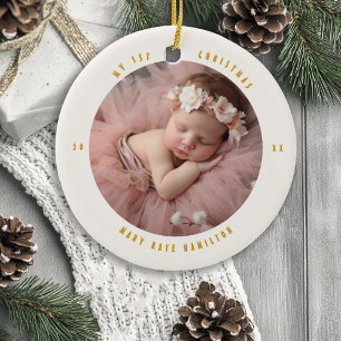 Erstes Weihnachtsfoto-Andenken für Babys Keramik Ornament