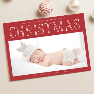 Erstes Weihnachtsfoto des Babys Geburtsankündigung Feiertagskarte