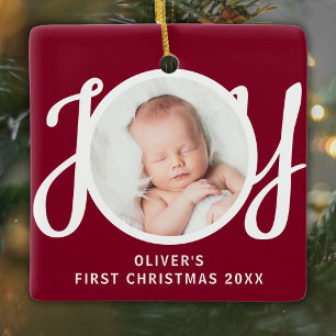 Erstes Weihnachtsfoto des Babys Namens Andenken Ma Keramikornament