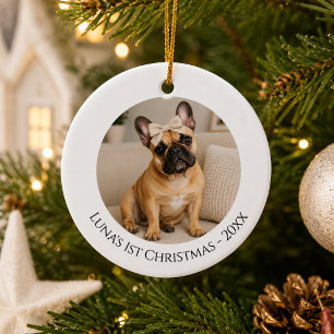 Erstes Weihnachtsfoto Französische Bulldogge Keramik Ornament