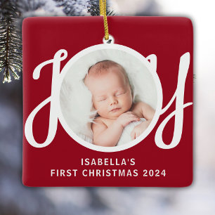 Erstes Weihnachtsfoto mit individuellem Namen - Ro Keramikornament