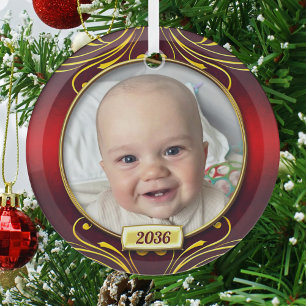Erstes Weihnachtsfoto Rahmen für Babys Ornament Aus Glas