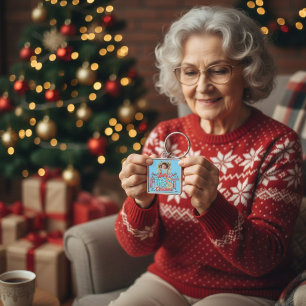 Erstes Weihnachtsfoto Rot/ Blau Personalisieren Schlüsselanhänger