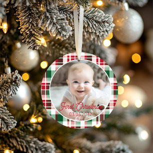 Erstes Weihnachtsfoto-Script Klassisches Muster Ornament