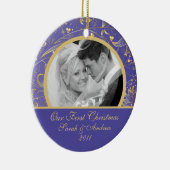 Erstes WeihnachtsFoto-Verzierungs-GoldMIT Keramikornament (Rechts)