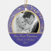 Erstes WeihnachtsFoto-Verzierungs-GoldMIT Keramikornament (Links)