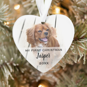 Erstes Weihnachtsfoto vom Hund als Baumschmuck Ornament
