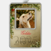 Erstes Weihnachtsgebäck Foto Keepake, Goldenes Dek Rahmen-Ornament Silber (Vorderseite)