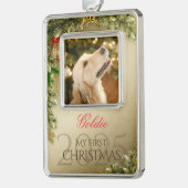 Erstes Weihnachtsgebäck Foto Keepake, Goldenes Dek Rahmen-Ornament Silber (Links)