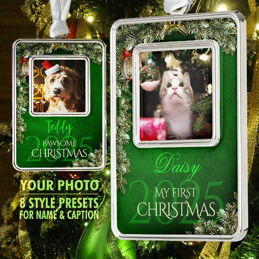 Erstes Weihnachtsgebäck Foto Keepake, Grüne Dekora Rahmen-Ornament Silber