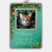 Erstes Weihnachtsgebäck Foto Keepake, Minzdekor - Rahmen-Ornament Silber (Vorderseite)