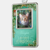 Erstes Weihnachtsgebäck Foto Keepake, Minzdekor - Rahmen-Ornament Silber (Links)