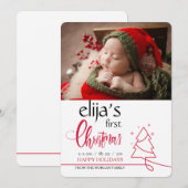 Erstes Weihnachtsgeburtsankündigung im Foto Ankündigung (Vorne/Hinten)