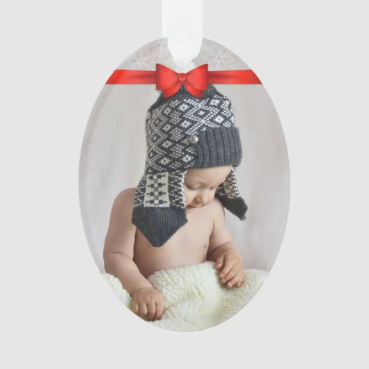 Erstes Weihnachtsgewohnheits-Foto Ornament (Vorderseite)