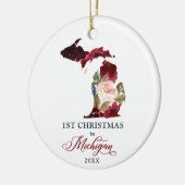Erstes Weihnachtsleben in Michigan MI Personalisie Keramik Ornament (Links)