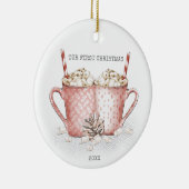 Erstes Weihnachtslied mit heißem Kakao Keramik Ornament (Rechts)
