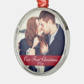 Erstes Weihnachtspaar-Verzierungs-Jahr Silbernes Ornament (Links)