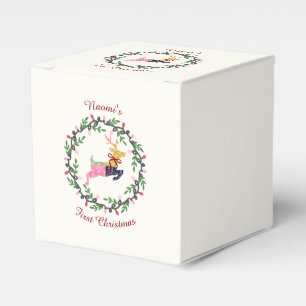 Erstes Weihnachtsrentier mit Kranz anpassen Geschenkschachtel