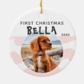 Erstes Weihnachtsrosa Wasserfarbe Welpenhund Foto Keramik Ornament (Hinten)
