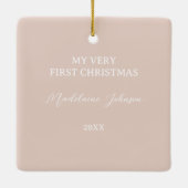 Erstes WeihnachtsschneeFlakes Blumengebäck Rosa Fo Keramikornament (Rückseite)