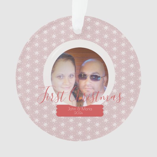 Erstes Weihnachtsschneeglobe Foto Snowflake Ornament (Vorderseite)