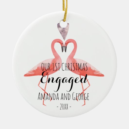 Erstes Weihnachtsverlobte oder verheiratete Keramikornament (Vorne)