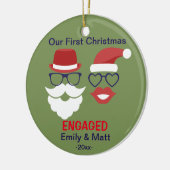 Erstes Weihnachtsverlobte Verzierung - Keramik Ornament (Links)