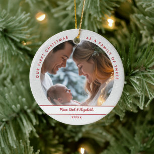Erstes Weihnachtswunderland Erste Familie Baby-Fot Keramik Ornament