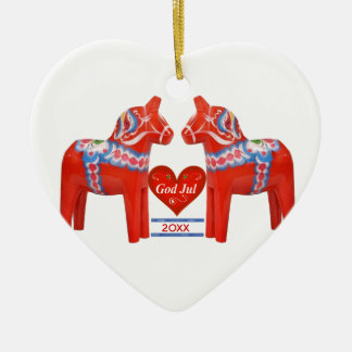 Erstes Weihnachtszusammen datiertes Schwede Dala Keramikornament