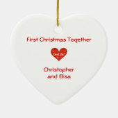 Erstes Weihnachtszusammen datiertes Schwede Dala Keramikornament (Hinten)