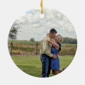 Erstes Weihnachtszusammen Silber und blaue Keramik Ornament (Hinten)