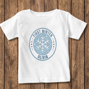 Erstes Winter-Baby-Meilenstein-Schneeflocke Baby T-shirt