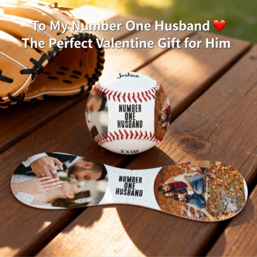 Erstes Zahl Ehemann Valentinstag Foto-Geschenk Baseball