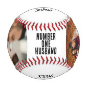 Erstes Zahl Ehemann Valentinstag Foto-Geschenk Baseball (Vorderseite)