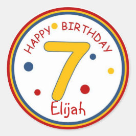 Erstfarben glücklich zum Geburtstag Nummer 7 Runder Aufkleber