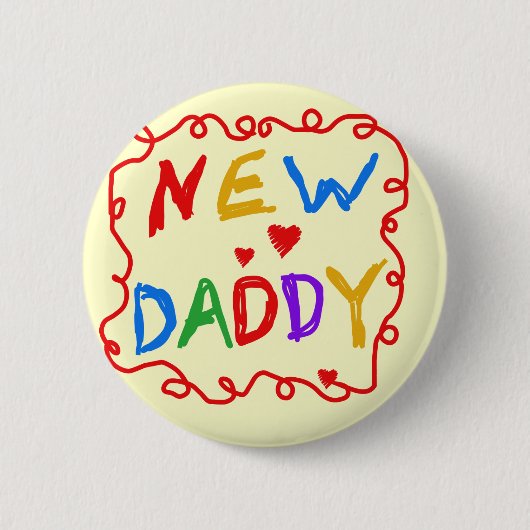 Erstfarben New Daddy Tshirts und Geschenke Button (Vorderseite)