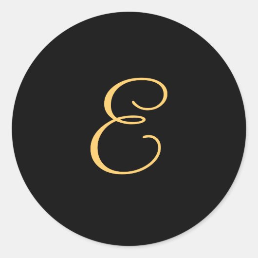 Erstfarbige E auf schwarzen Monogramm rund Runder Aufkleber (Vorderseite)