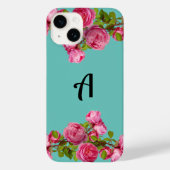 Erstfarbige Rosa Rosen Niedlich blau Case-Mate iPhone Hülle (Rückseite)