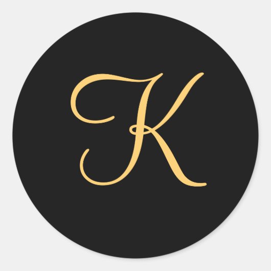 Erstfarbiges K auf schwarzen Monogramm-Aufklebern Runder Aufkleber (Vorderseite)