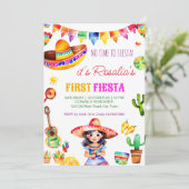 Erstfiesta bunt niedliche Spanierin Geburtstag Einladung (Stehend Vorderseite)