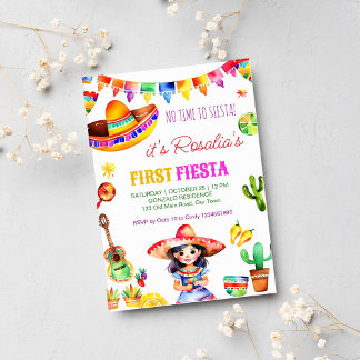 Erstfiesta bunt niedliche Spanierin Geburtstag Einladung