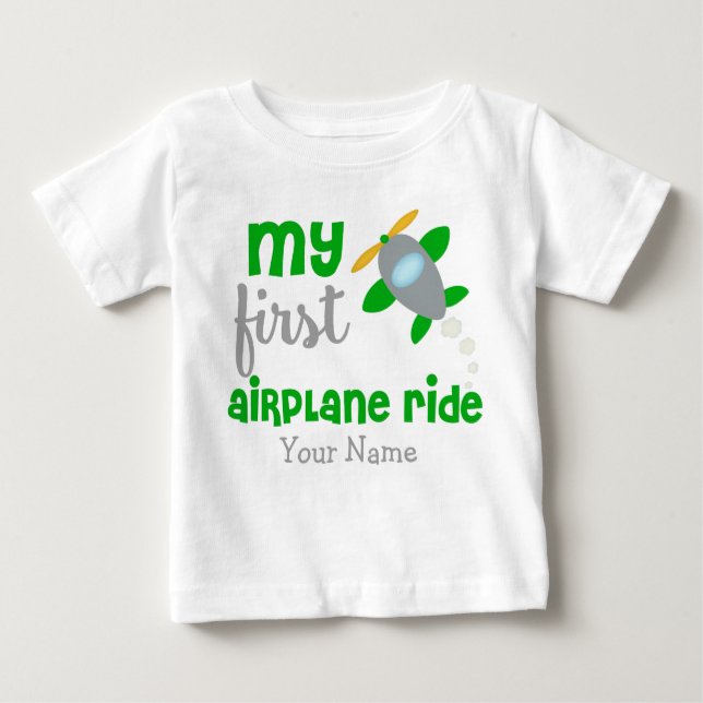 Erstflug-Flugzeug Personalisiert Baby T-shirt (Vorderseite)